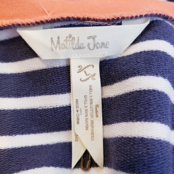 Matilda Jane Winsome Striped Floral Print Blue & Brown Dress Women's Size Large - Picture 8 of 10